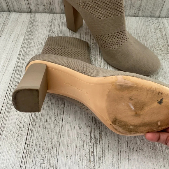 Zara Beige Sock Elastic Heel Booties Size 37 - Picture 4 of 10